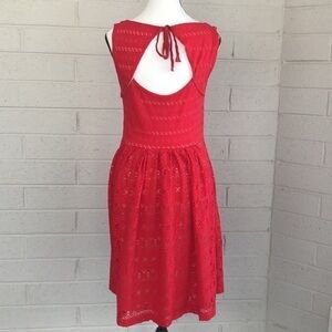 Postmark by Anthropologie Red Cotton Lace Eyelet Dress, S